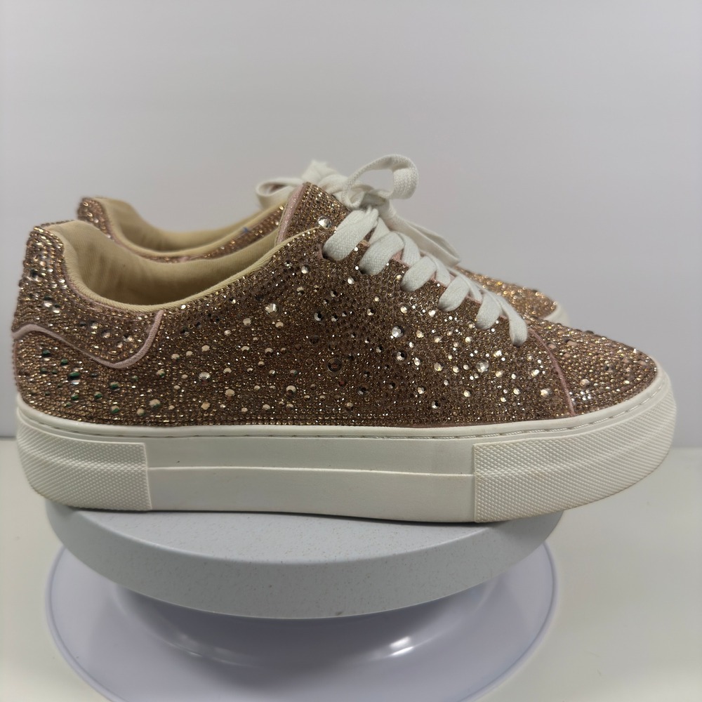 Betsey Johnson Women Sneakers Rhinestone Sparkle Casual Gold Platform 8M - Picture 6 of 15